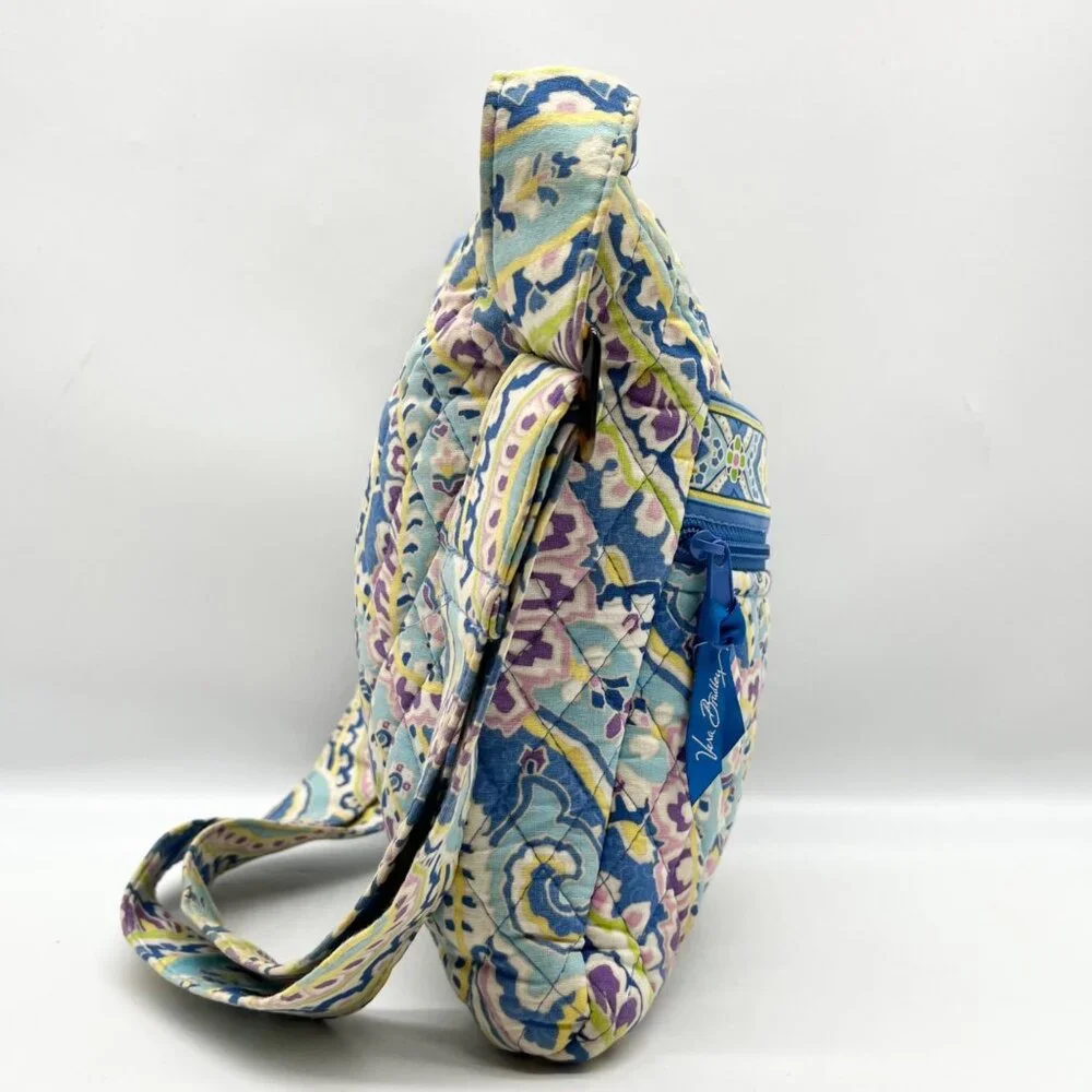 Vera Bradley Capri Blue Cotton Crossbody With Wristlet & Glasses Case_4